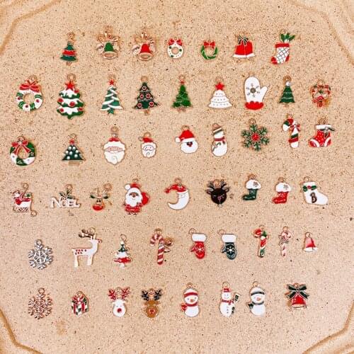 51Pcs Mixed Style Christmas Bracelet Charms Santa Claus Necklace Earrings Pendants for DIY Jewelry Making Hadmade Findings