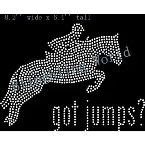 Free Shipping free shipping rhinestone hotfix motif transfer with white clear crystal stones for clothing horse got jumps