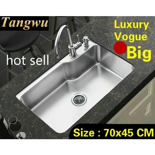 Free shipping Apartment high qualit wash vegetables vogue big luxury kitchen single trough sink 304 stainless steel 700x450 MM