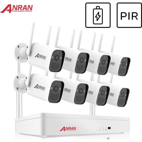 ANRAN 3MP Wireless NVR Kit Battery Camera CCTV System Camera Video Surveillance Outdoor Waterproof Two way audio Rechargeable