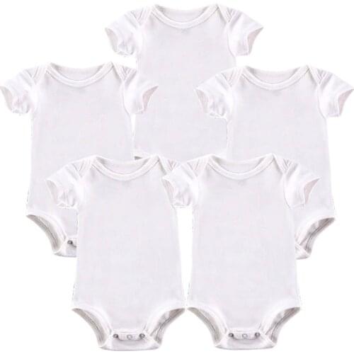 5PCS/Lot Baby Bodysuits Newborn Clothes Body Bebe Short Sleeve White Summer Brand New Infant Jumpsuit Baby Girl Boys Clothes