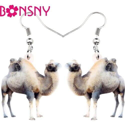 Bonsny Statement Acrylic Desert Camel Earrings Drop Dangle Animal Jewelry For Women Girls Gift Charms Wholesale Brincos Femme