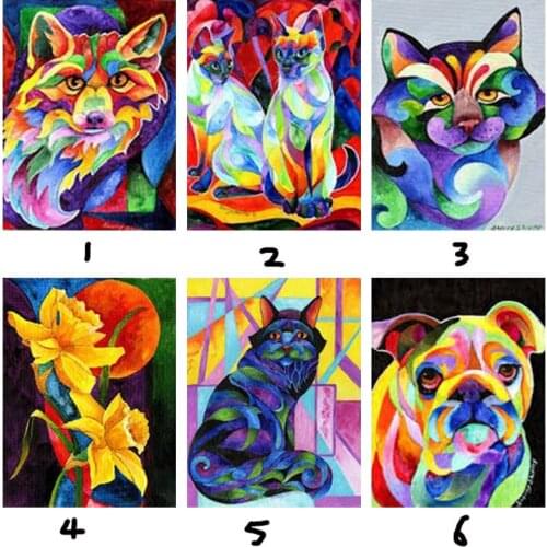 Color Cat Diy 5d Diamond Painting Cross Stitch Patterns Needlework Diamond Embroidery Square Diamond Mosaic Painting Rhinestones