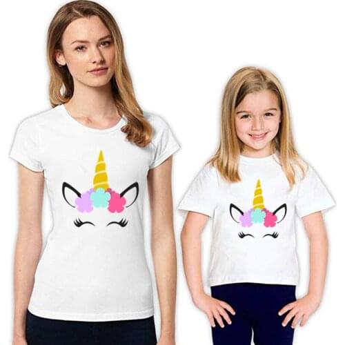 Unicorn T Shirt Family Matching Clothes Mommy and Me Clothes Short Sleeve Family T-shirt Boys Clothes Casual Unicorn T-shirt