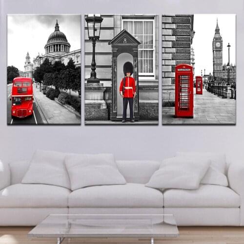 Art painting 3 pieces Modular London Street View high definition print canvas home decor poster and wall art living room picture
