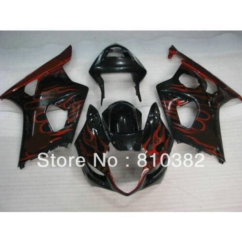 Motorcycle Fairing kit for GSXR1000 03 04 GSXR 1000 GSX-R1000 K3 2003 2004 red flames gloss black Fairings set SD21