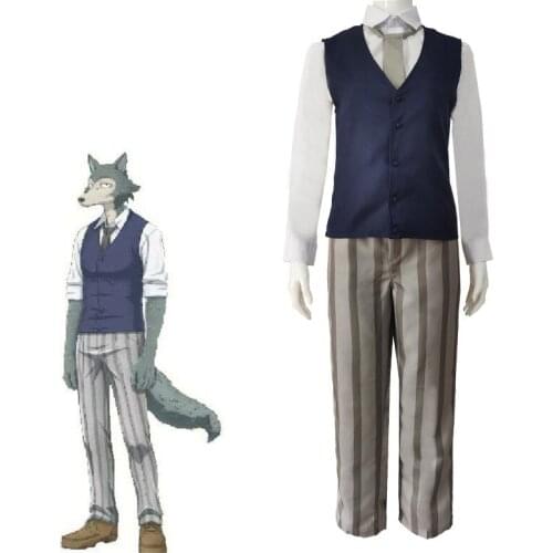 Anime Beastars Grey Wolf Legoshi Uniform Carnivore Legosi Cosplay Costume Cherryton Academy Cherryton Garden Club Blue Suit