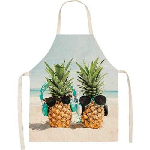 Waterproof Cooking Oil-Proof Cotton Linen Antifouling Chef Apron Cleaning 68X55CM Creative Pineapple Women Kitchen Aprons