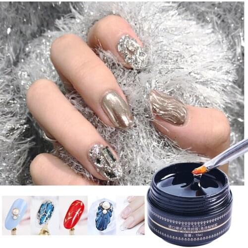 Nail Art Rhinestone Gel Glue Super Sticky Adhesive UV Gel Nail Polish Glue for DIY Nail Art Crystal Gems Jewelry Decoration