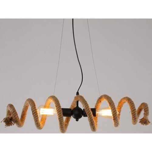 Loft Retro Pendant Light Industrial Hemp Rope Hanging Lamp Cafe Restaurant Suspension Luminaire Lighting With Edison Bulbs PL518