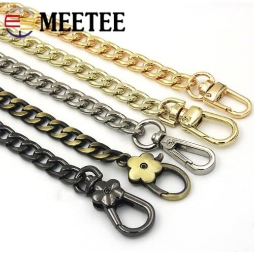 Meetee 100/110/120cm Metal Bag Chain Buckles for Handbag Replace Belt Shoulder Strap DIY Crafts Bag Parts Hardware Accessories