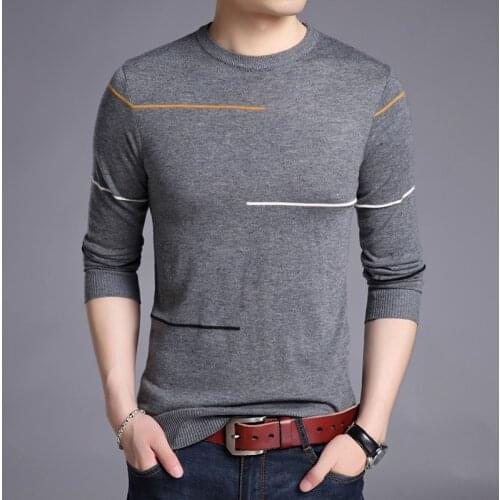 High quality autumn spring mens striped knit sweater casual o-neck male long sleeve stripes thin sweater pullovers