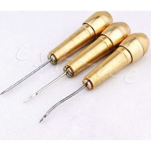 New Hot Leathercraft Needle Kit Tool With Leather Tent Sewing Awl Hand Stitcher Taper