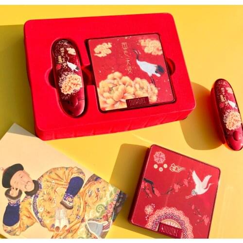 The new National Palace Eyeshadow Palette Carved Lipstick Shanhaijing Eyeshadow Makeup Set for Women maquiagem