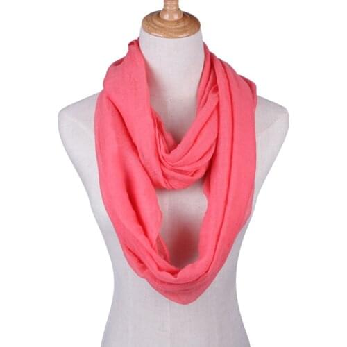 Solid Scarves Light weight Circle Loop Women Infinity Scarf Plain Snood For Ladies Shawl Cheap Scarfs