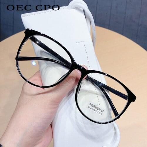 OEC CPO Vintage Women Round Computer Glasses Frame Men Anti Blue Light Eyeglasses Unisex Clear Lens Optical Eyewear Spectacle