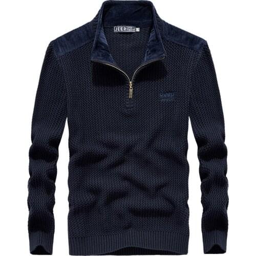 Autumn Winter Sweater Men Korean Clothes Thick Warm Cotton Pullover Men Long Sleeve Stand Half Zipper Collar Knitted Men Sweater