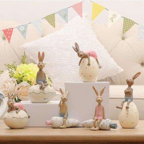 Easter Day Resin Rabbits Creative Home Furnishing Ornaments Window Display Perfect Gift American Rural Style Top Hot
