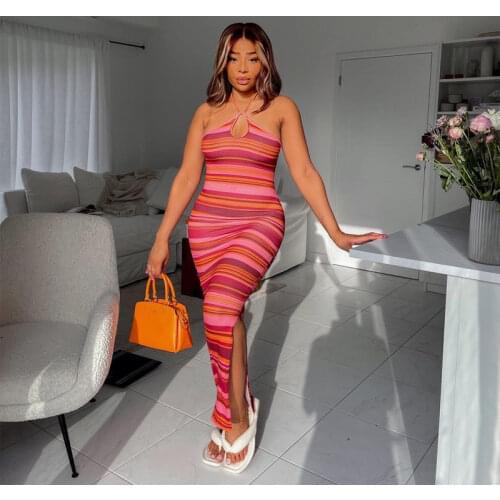 Tie Dye Print Women Halter Midi Dress Lace Up Bandage Backless Bodycon Sexy Streetwear Party Elegant 2021 Summer Clothes New