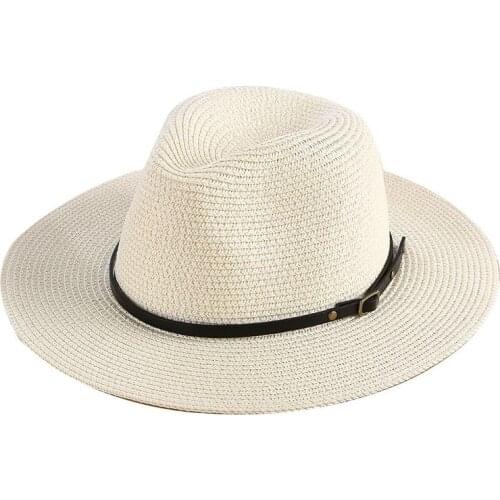 Simple Summer unisex Ribbon sun hat casual vacation Panama Topper hat straw hat women Beach jazz men hats Foldable Chapeau
