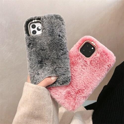 Luxury Diamond Plush Fur Case for Samsung galaxy S21 Ultra S20 fe S10 Plus S8 S9 S6 S7 edge S10 Lite 2020 Soft Furry Back Cover