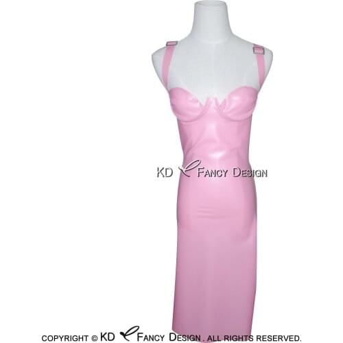 Pink Sexy Latex Dresses With Cups And Zip At Back Rubber Bodycon Playsuit LYQ-0007