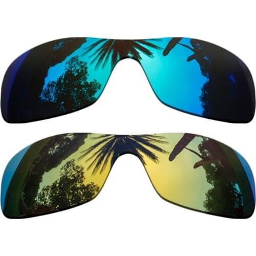 Ice Blue Mirrored+24K Gold Mirrored Coating)2-Pieces Polarized Replacement Lenses for Antix Frame 100% UVA & UVB Protection