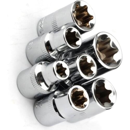 7pcs 3/8 Inch Drive E Socket Wrench Head E8 E10 E11 E12 E14 E16 E18 Ratchet Star Female Socket Auto Repair Hand Tools