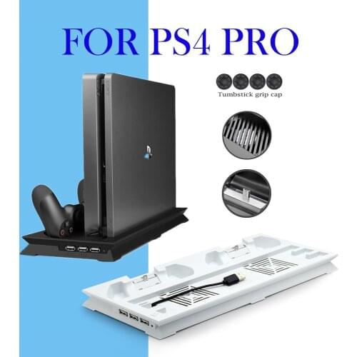 PS4 PRO Base Vertical Stand Charger Support Dual Controller Charging Dock For PlayStation4 Pro Console Cooling Fan Accessories