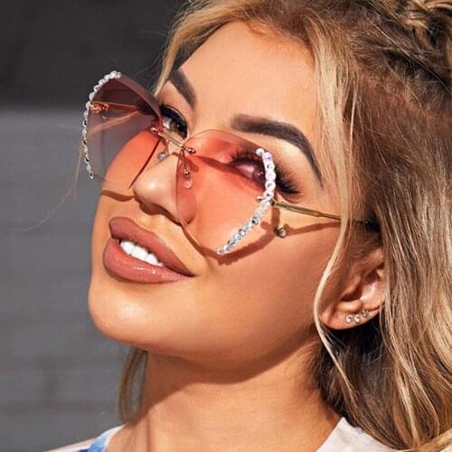 Vintage Rimless Round sunglass for woman 2020 luxury brand designer alloy Unique gradient shades womens sunglasses