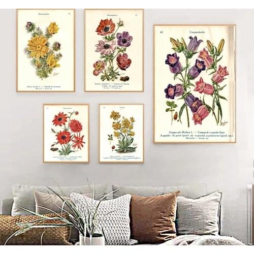 Vintage Botanical Flowers Posters and Prints Antique Floral Plants Canvas Painting Retro Wall Art Pictures for Living Room Decor