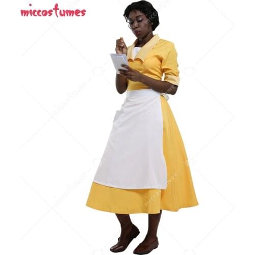 Yellow Maiden Dress Princess Cosplay Housemaid Costume Dress Inspired by Princess Tiana