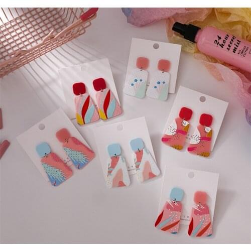 Acrylic Colorful Drop Earrings For Women Square Patchwork Earring Womens Accessories Candy Color Fashion Jewelry Wholesale 2021