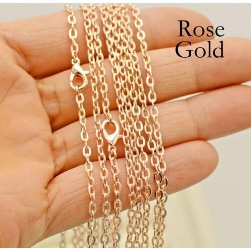 100 Rose Gold Necklace Chain for Women 18 20 24 Inches Oval Link Rolo Chain Necklace 45cm 60cm Necklace for Jewelry Making