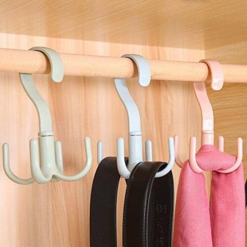 1PCS Rotary 4-claw multi-purpose hanger hook hanger, tie, scarf, clothes hanger, plastic hook shoe hanger