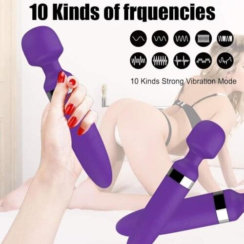 10 Frequency USB Rechargable AV Stick Vibrating Speculum Prostate Massage Magic Wand Vibrator Adult Sex Toys for Female