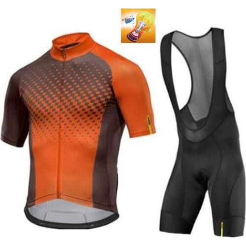 2020 Orange MAVIC Cycling Team Jersey 16D Bike Shorts Set Ropa Ciclismo Mens Summer Quick Dry Pro Bicycling Maillot Pants Wear
