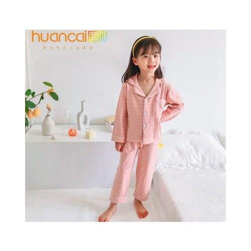 2020 Spring and Autumn Long Sleeve Childrens Pajamas Volcanic Rock kids clothes Fall/Winter Striped Volcanic Rock Homewear