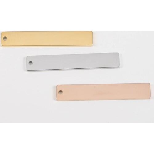 30pcs/Lot Mirror Polish Stainless Steel Chrams Rectangle Blank Bar Charms For DIY Necklace Keychain Accessories 6*35mm