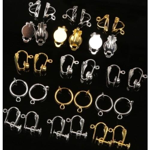 4-20pcs/lot Assorted Shapes Copper Iron Metal Earring Clips Gold Silver Plated Earring Hooks for Women Earring Making Findings