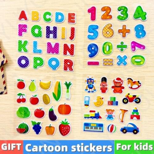 5/10/20sheets mixed pattern Stickers Boy girl School Stationery gift mark Cartoon sticker children reward stereoscopic animation