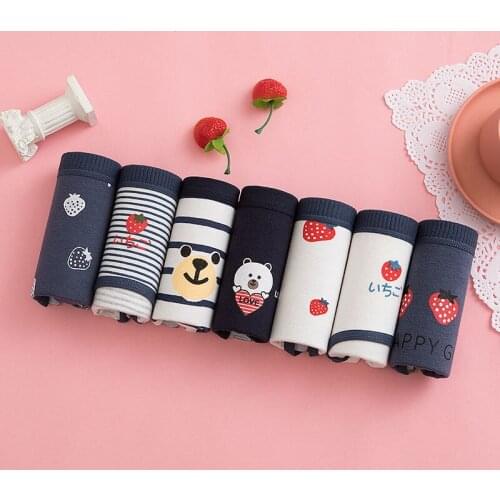7pcs/Lot Cotton Panties Women Underwear Sexy Lingerie Comfortable Breathable Briefs Printed Underpants Ropa Interior Femenina