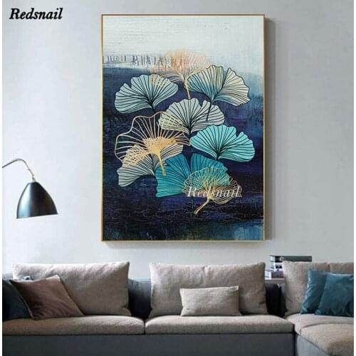 Diy diamond painting Blue Ginkgo Leaf square round drill diamond embroidery 5d mosaic rhinestone Home Decor EE1016