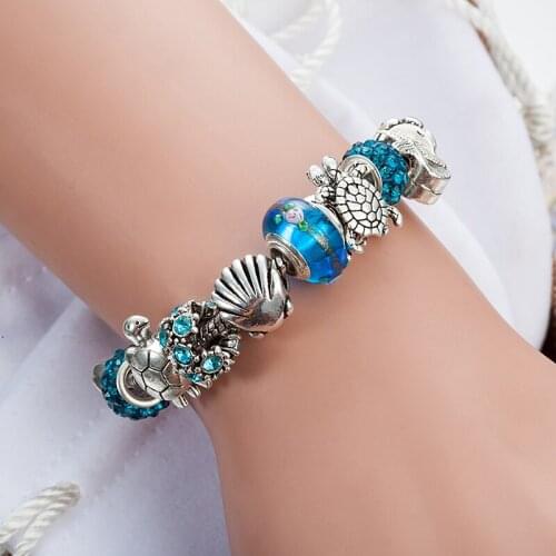 ANNAPAER Expensive Looking Ocean Series Girl Fashion Handcraft Glass Boutique Bead Jewelry BraceletCharms Turtle Bracelet B16154
