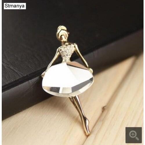 Dancing Girl crystal Brooch Fashion Ballet Style Girl Brooches Shawl Scarf Buckle Pin gift Jewelry Wholesale 15001