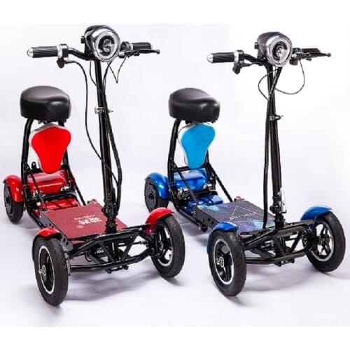 Handicapped four wheel two seats mobility folding electric scooter lithium mini smart kids folding electric scooter for adults