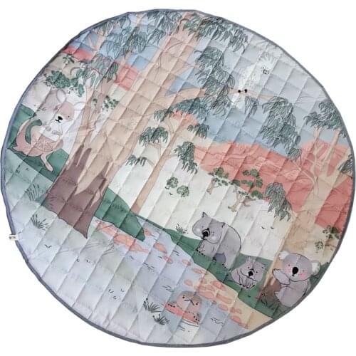 Baby Crawling Mat Forest Cartoon Animals Baby Play Mats Pad PP Cotton Baby Ground Play Mat Infant Blanket Round Carpet