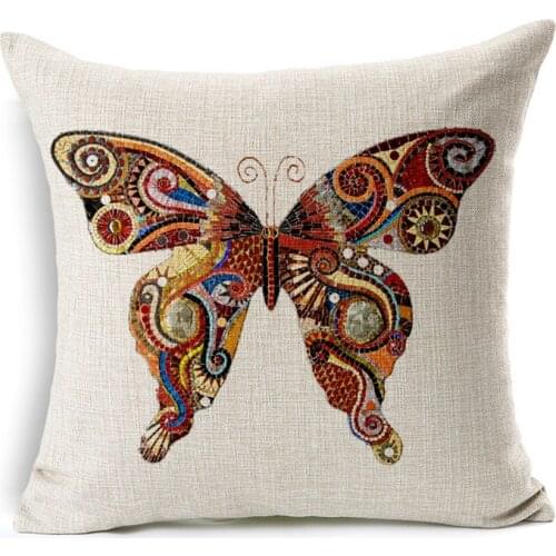Hot Sale Pillow Covers Hand-Draw Butterfly Pattern Hot Sell Design 45X45CM Linen Pillow Cover \ Home Decorative Linen Cushion