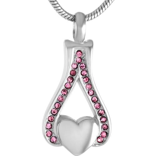 IJD9040 Crystal Tear-drop Hold Heart Cremation Urn Necklace Pendant Perfume Bottle Ash Holder Mini Keepsake Memorial Jewelry