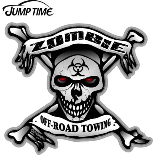 JumpTime 13cm x 12.1cm Road Towing Skull Bone Decals Sticker Bio Hazard Car Stickers Rear Windshield Decal Reflective Decor